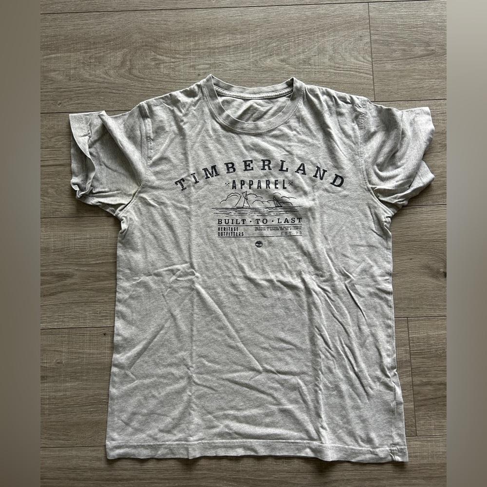 Timberland Gray Logo Tee Regular Fit 100% Cotton S
